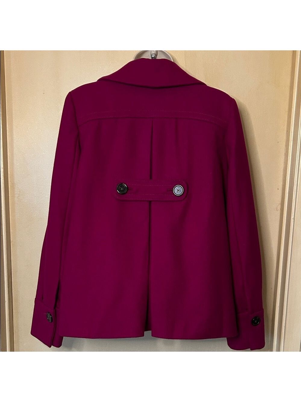 Banana Republic Women's Magenta Double-Breasted Pea Coat size S - Picture 8 of 16